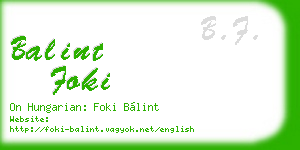 balint foki business card